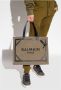 Balmain B-Army 42 canvas tote bag with leather details Green Dames - Thumbnail 6