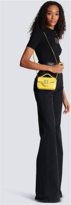 Balmain B-Buzz mini leather bag Geel Dames