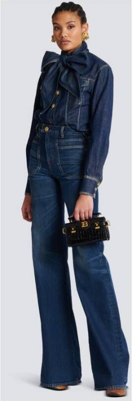 Balmain B-Buzz 19 tas in krokodillenprint leer Zwart Dames