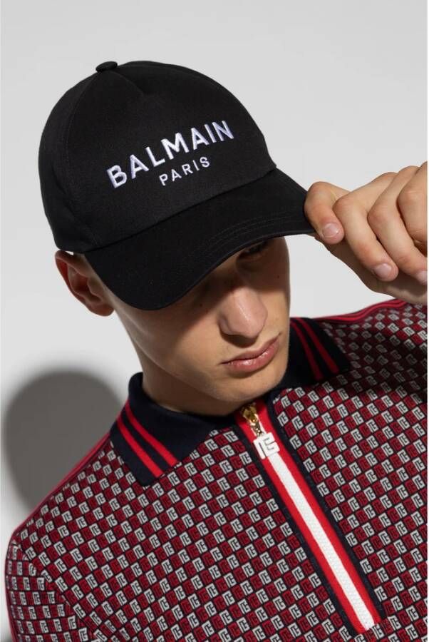 Balmain Baseball cap with logo Zwart Heren