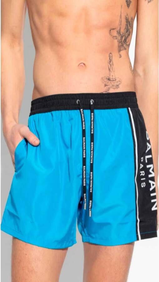 Balmain Heren Boxer Stijl Zwembroek Blauw Heren