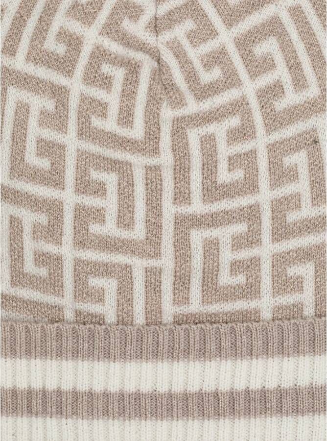 Balmain Monogrammed embroidered wool hat Beige Dames
