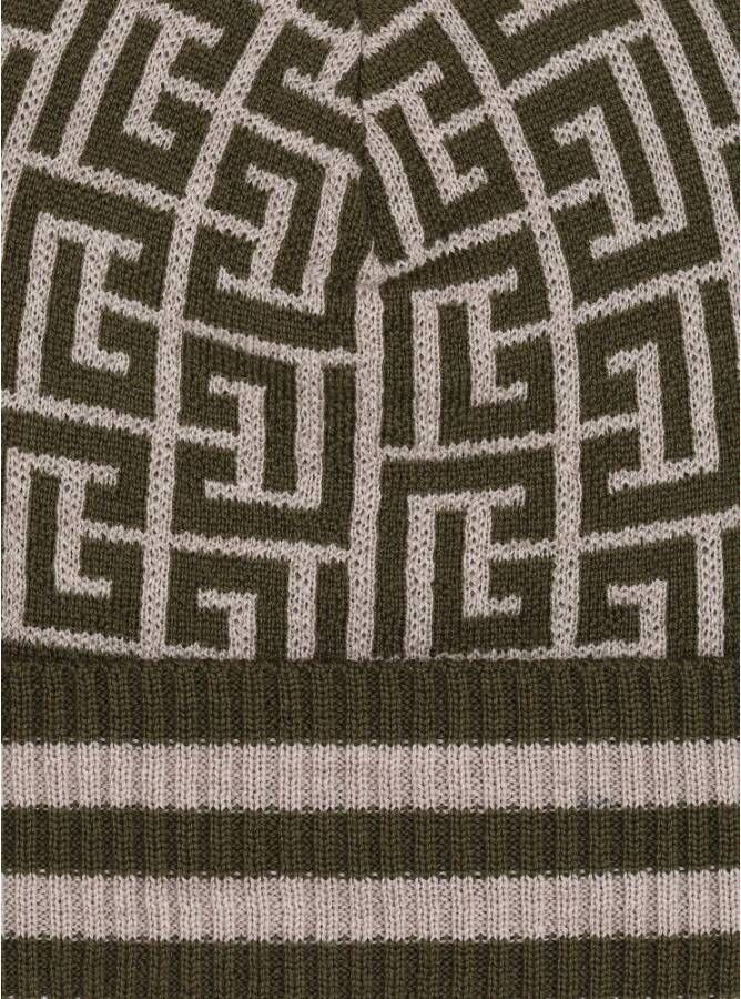 Balmain Monogrammed embroidered wool hat Beige Heren