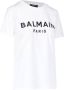 Balmain Witte T-shirt met Gouden Knopen Geëmbosseerde Crew Neck T-shirts en Polos White Dames - Thumbnail 4
