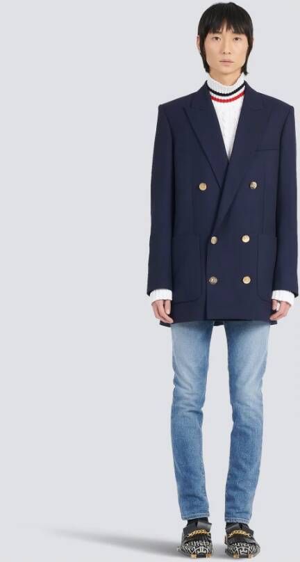 Balmain Blazer croisée boutons Blauw Heren