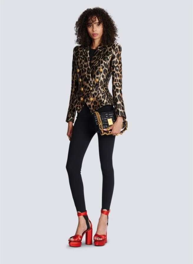 Balmain Slim-fit jacket in leopard jacquard Bruin Dames