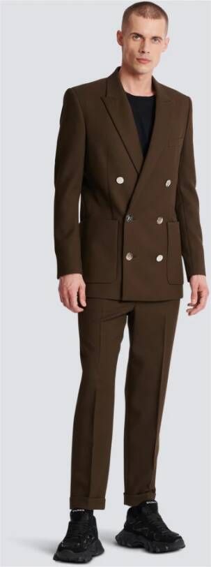 Balmain Twill jacket with monogram buttons Bruin Heren