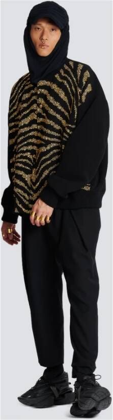 Balmain Zebra pattern bomber jacket Zwart Heren
