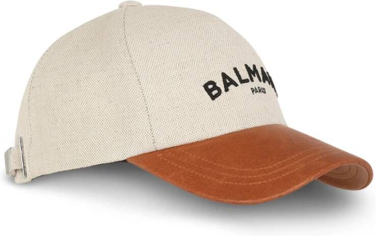 Balmain Cotton cap with logo Beige Dames