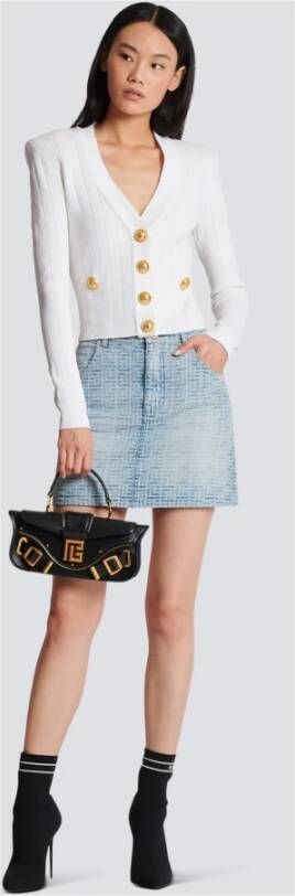 Balmain Buttoned cropped knitted cardigan Wit Dames