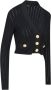 Balmain Zwarte V-Hals Geknipte Cardigan Sweaters Zwart Dames - Thumbnail 2