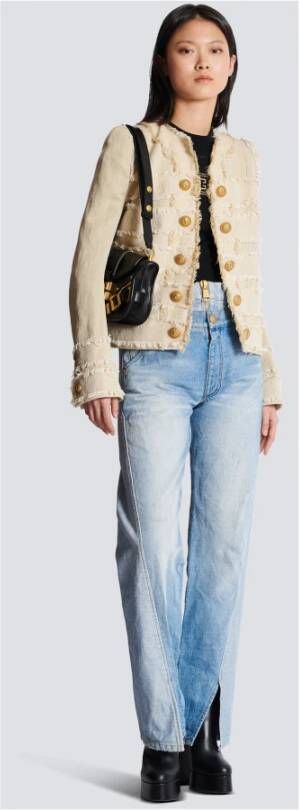 Balmain Franje tweed jasje Beige Dames
