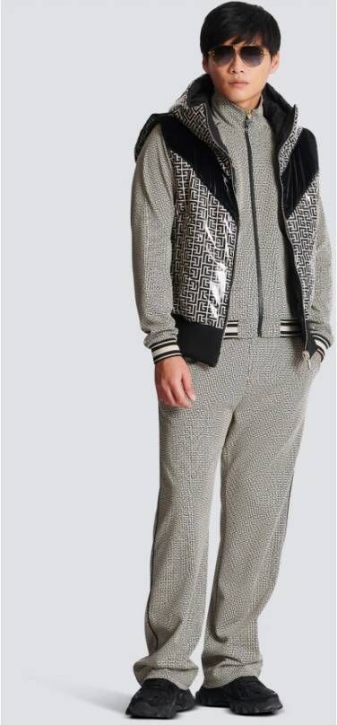 Balmain Mini monogrammed jacquard zipped jacket Zwart Heren