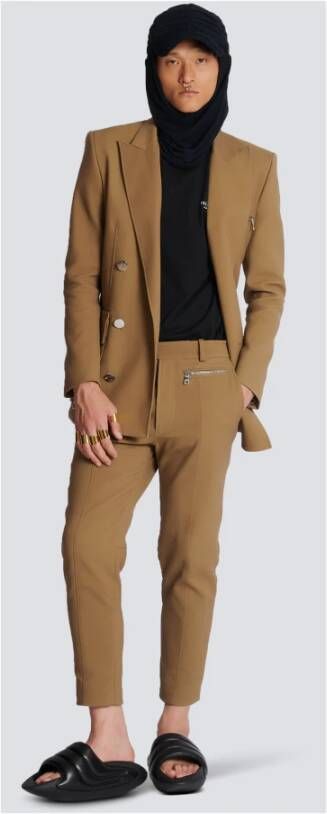 Balmain Straight cotton cargo trousers Beige Heren