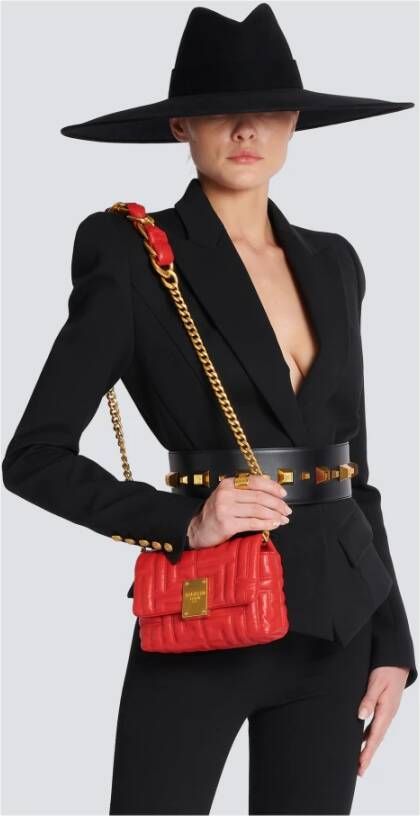 Balmain 1945 Soft mini bag in quilted leather Rood Dames