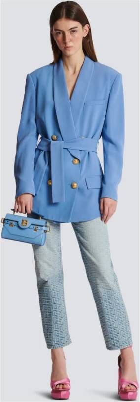 Balmain Crepe jacket with shawl collar Blauw Dames