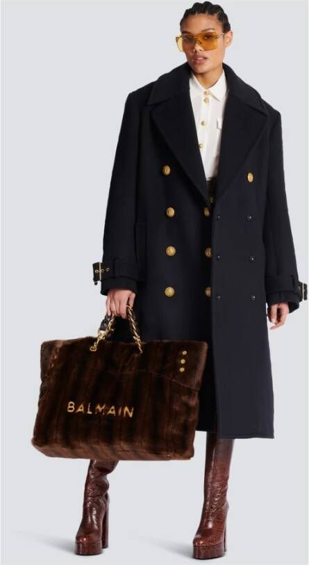 Balmain Oversized jas met kruislings knoopsluiting Blauw Dames