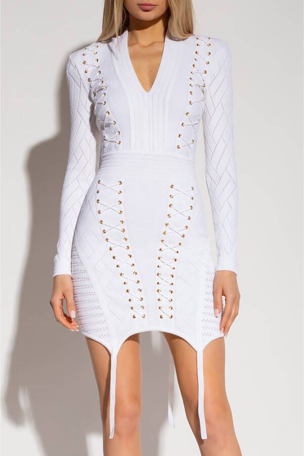 Balmain Jurk met veterdetail Wit - Foto 2