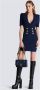 Balmain Marineblauwe Geribbelde Gebreide Mini Jurk Blauw Dames - Thumbnail 2