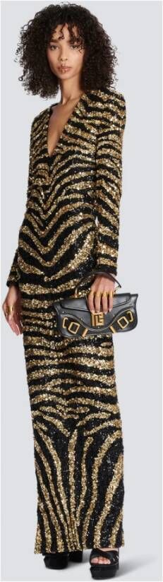 Balmain Robe longue brodée zèbre Geel Dames