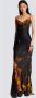 Balmain Lange satijnen jurk met print Fire Orange Dames - Thumbnail 6