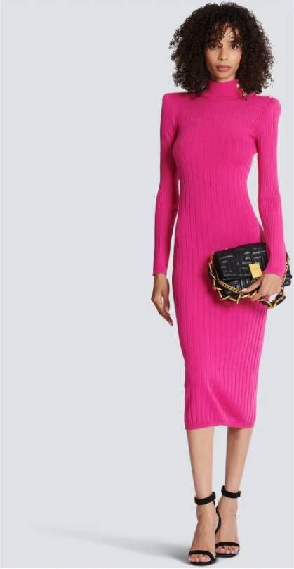 Balmain Lange wollen jurk Roze Dames