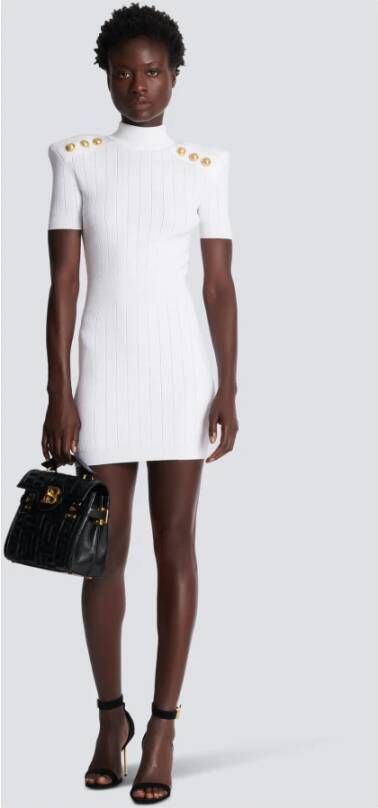 Balmain Short knit dress Wit Dames