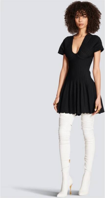 Balmain Geplooide mini-jurk Zwart - Foto 5
