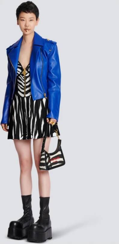 Balmain Robe en maille jacquard zébrée Zwart Dames