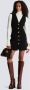 Balmain Mouwloze Korte Jurk met V-hals en Knopen van Crêpe Black Dames - Thumbnail 3