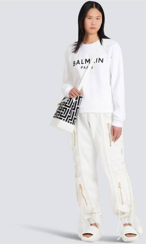 Balmain Ecologisch ontworpen katoenen sweatshirt met logoprint Wit Dames