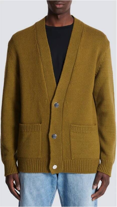 Balmain Gebreide cardigan met logo Groen Heren