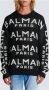 Balmain Zwarte Logo-Intarsia Gebreide Trui Black Heren - Thumbnail 2