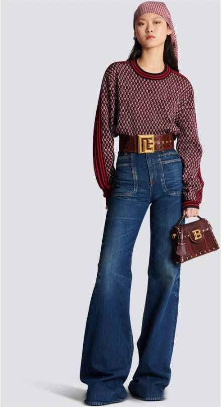 Balmain Geknipte geborduurde gebreide trui Meerkleurig Dames