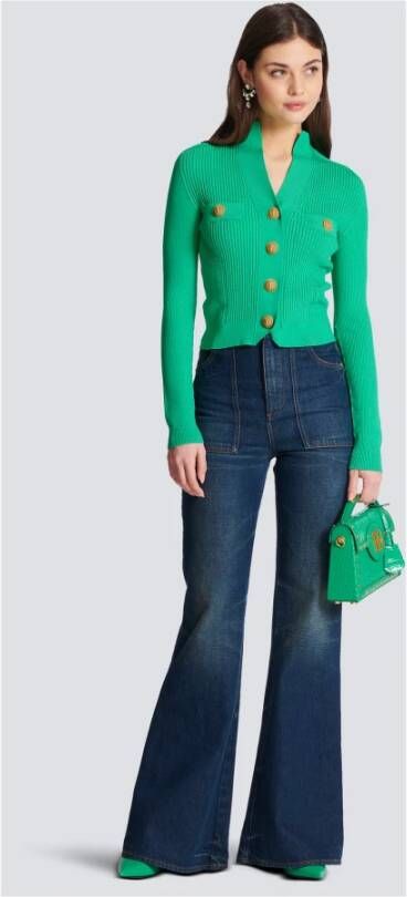 Balmain Ribgebreid vest Groen - Foto 5