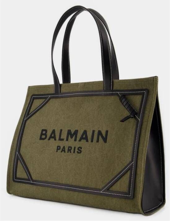 Balmain Noir Canvas Tote Tas Groen Dames