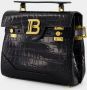 Balmain B-Buzz 23 bag in crocodile-print leather Zwart Dames - Thumbnail 4