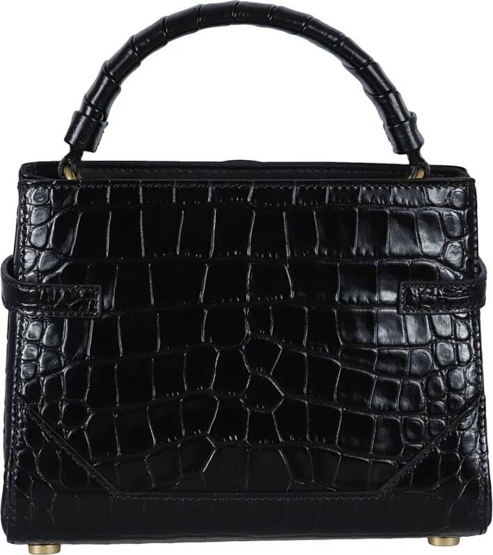 Balmain B-Buzz 22 top-handle bag in crocodile-print leather Zwart Dames
