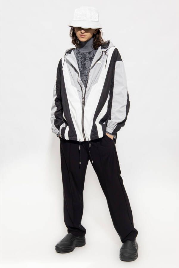 Balmain Geometrische Rits Track Jacket Grijs Heren