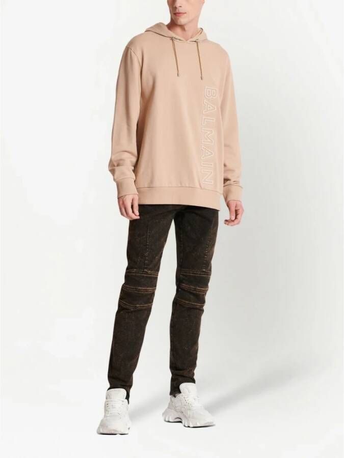 Balmain Hoodie met logo-reliëf Beige - Foto 4