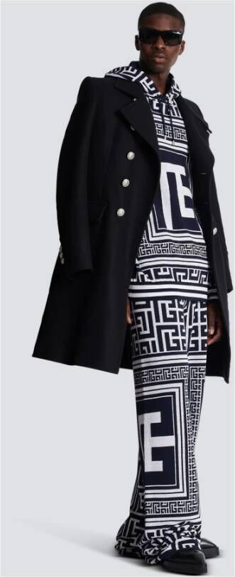 Balmain Maxi monogrammed hooded sweatshirt Blauw Heren
