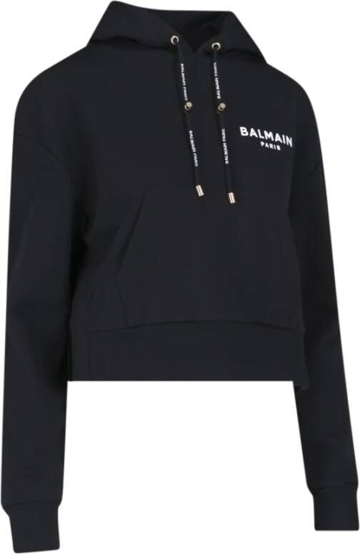 Balmain Zwarte Logo Hoodie Sweater Zwart Dames