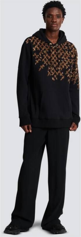 Balmain Embroidered hoodie Zwart Heren