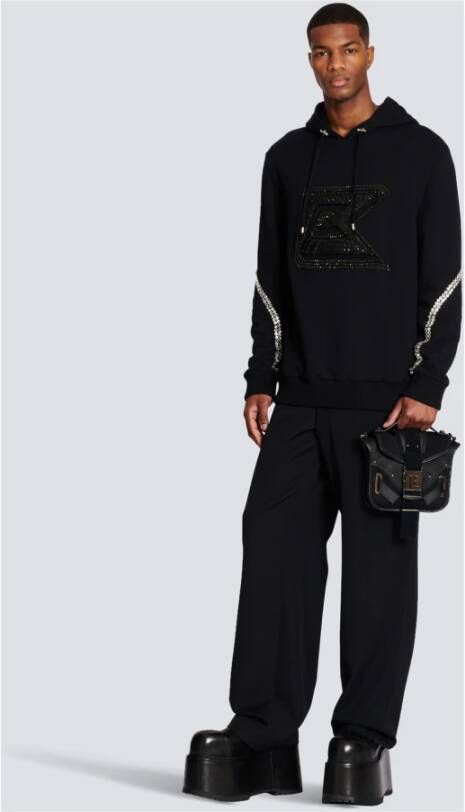 Balmain Embroidered hoodie Zwart Heren