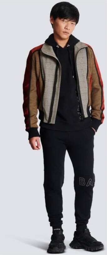 Balmain Embossed hooded sweatshirt Zwart Heren