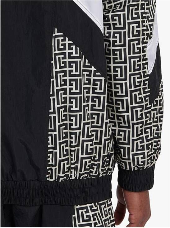 Balmain Ivoor Nylon Jas met Rits en Capuchon Black Heren