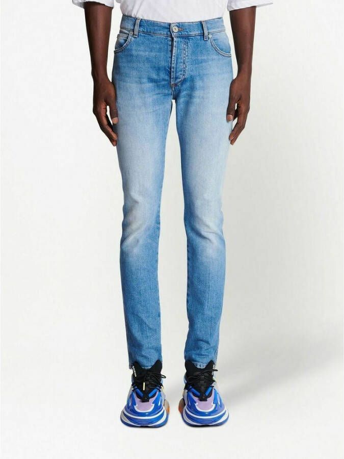 Balmain Slim Fit Denim Jeans Blauw Heren
