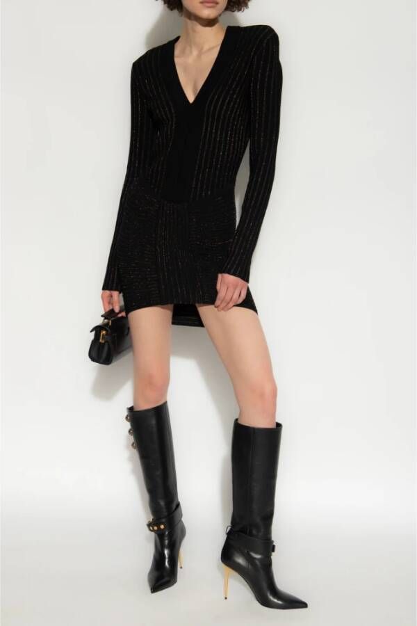 Balmain Jurk met lurexdraden Zwart Dames