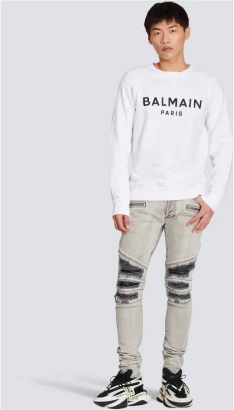 Balmain Katoenen bedrukte logo-sweatshirt Wit Heren