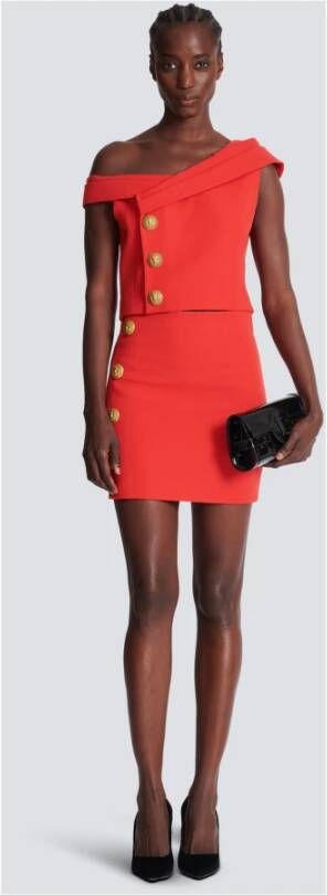 Balmain Korte asymmetrische rok Rood Dames